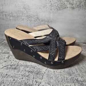Patrizia by Spring Step ARISTOCRAT Studded Red Wedge Slide Sandals ~ EUR 40 US 9